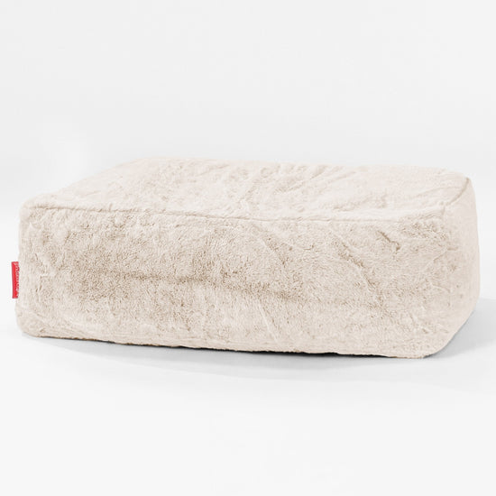 Stor Fodskammel - Imiteret Kaninpels Hvid 01