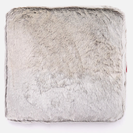 Stor Gulvpude - Imiteret Kaninpels Lysegrå 03