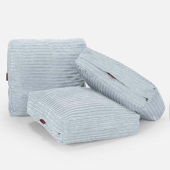 Stor Gulvpude - Klassisk Jernbanefløjl Baby Blå 04