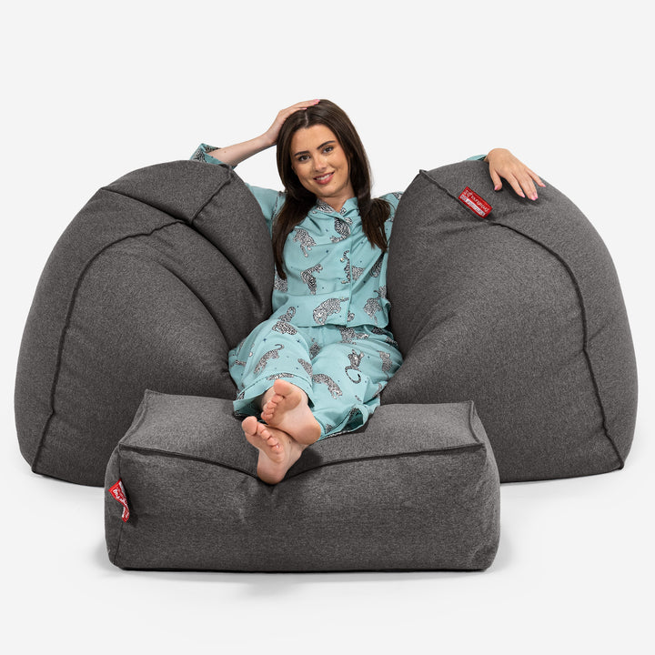 Stor Sækkestol Sofa - Interalli-uld Grå 03