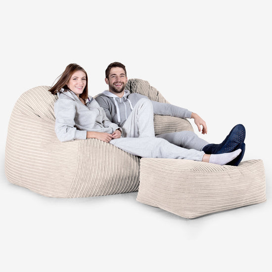 Stor Sækkestol Sofa - Klassisk Jernbanefløjl Elfenben 03