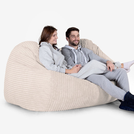 Stor Sækkestol Sofa - Klassisk Jernbanefløjl Elfenben 02