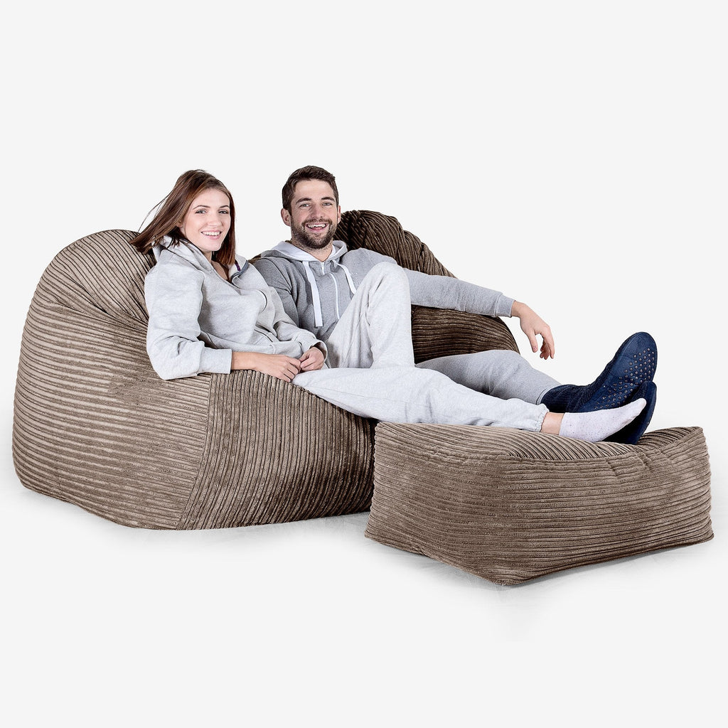 Stor Sækkestol Sofa - Klassisk Jernbanefløjl Mokka Brun 03