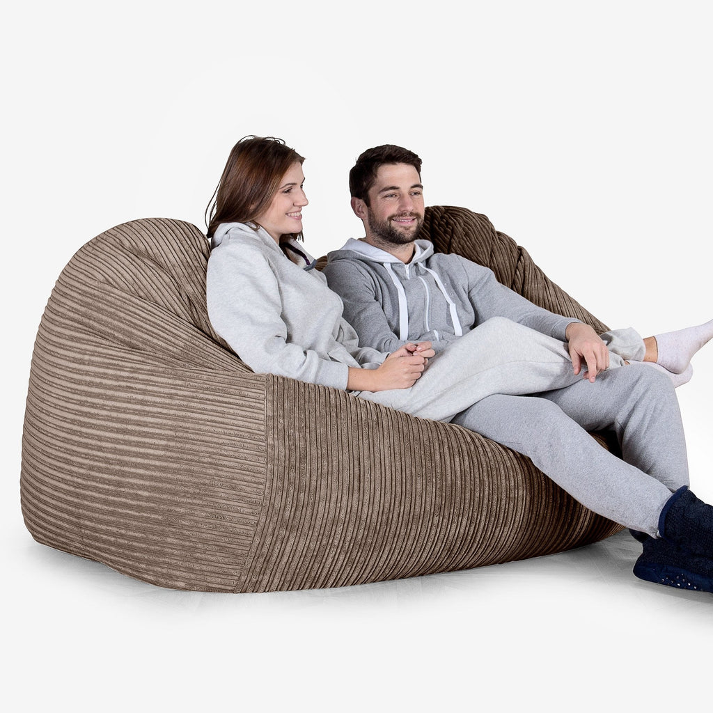 Stor Sækkestol Sofa - Klassisk Jernbanefløjl Mokka Brun 02