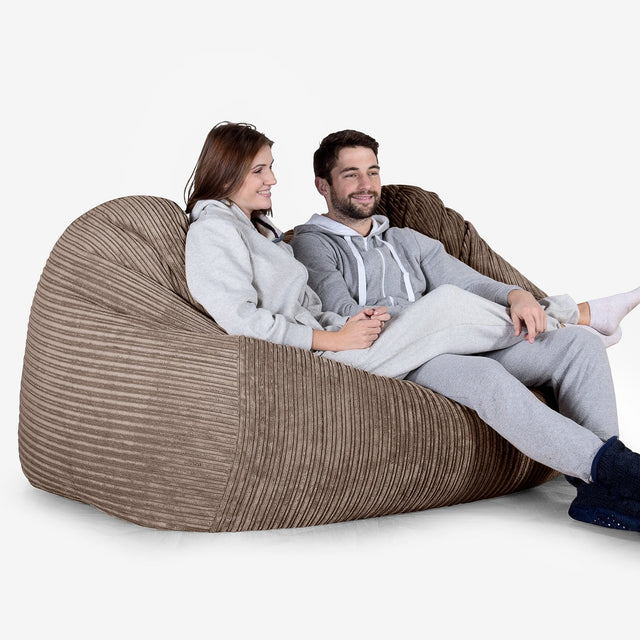 Stor Sækkestol Sofa - Klassisk Jernbanefløjl Mokka Brun 02