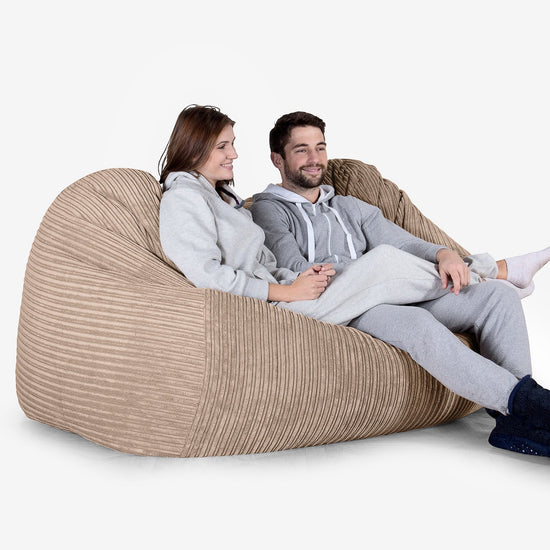 Stor Sækkestol Sofa - Klassisk Jernbanefløjl Sand 02
