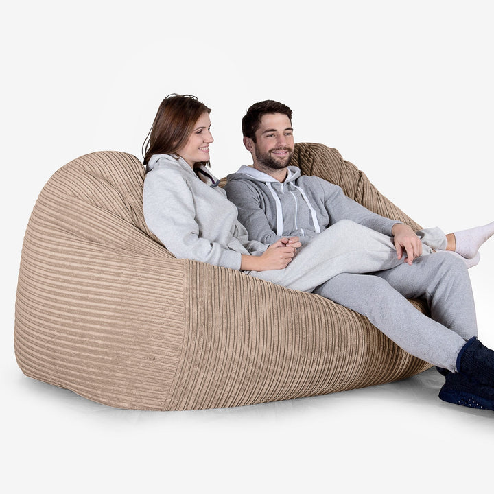 Stor Sækkestol Sofa - Klassisk Jernbanefløjl Sand 02