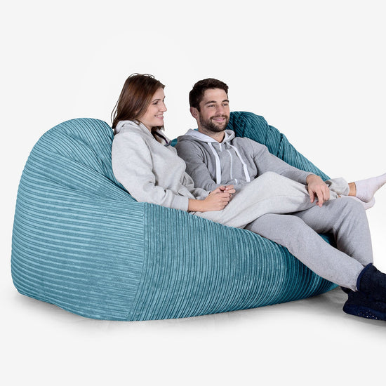 Stor Sækkestol Sofa - Klassisk Jernbanefløjl Turkis Blå 02