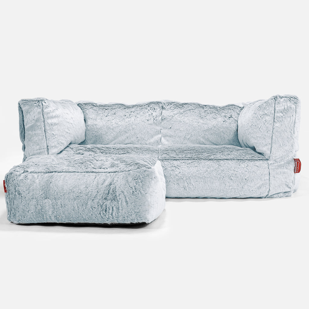 Albert Sækkestol Sofa 2 pers - Imiteret Kaninpels Støvet Blå 02