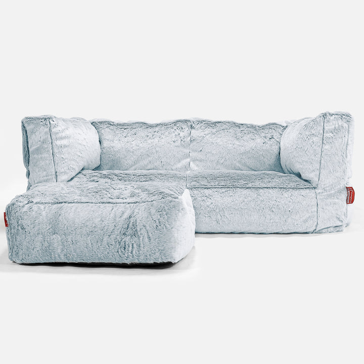 Albert Sækkestol Sofa 2 pers - Imiteret Kaninpels Støvet Blå 02