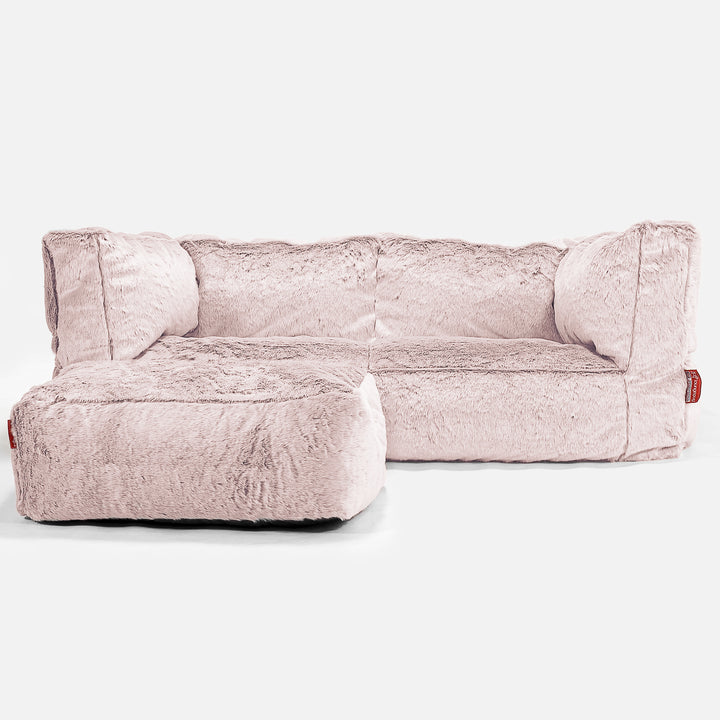 Albert Sækkestol Sofa 2 pers - Imiteret Kaninpels Støvet Lyserød 02