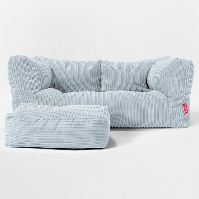 Albert Sækkestol Sofa 2 pers - Klassisk Jernbanefløjl Baby Blå 02