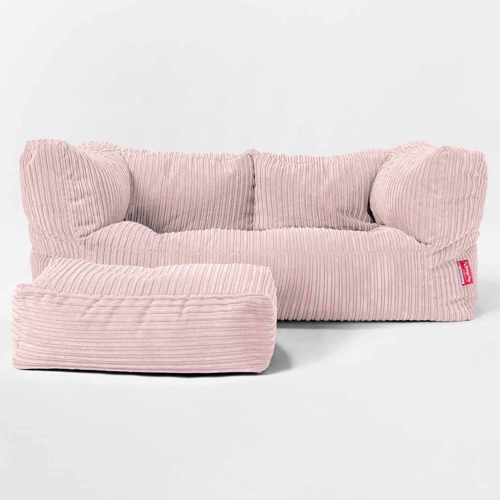 Albert Sækkestol Sofa 2 pers - Klassisk Jernbanefløjl Blush Lyserød 02