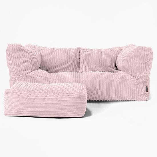 Albert Sækkestol Sofa 2 pers - Klassisk Jernbanefløjl Blush Lyserød 02
