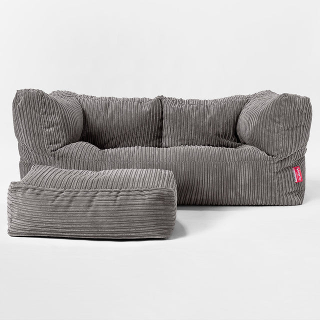 Albert Sækkestol Sofa 2 pers - Klassisk Jernbanefløjl Grafit Grå 02