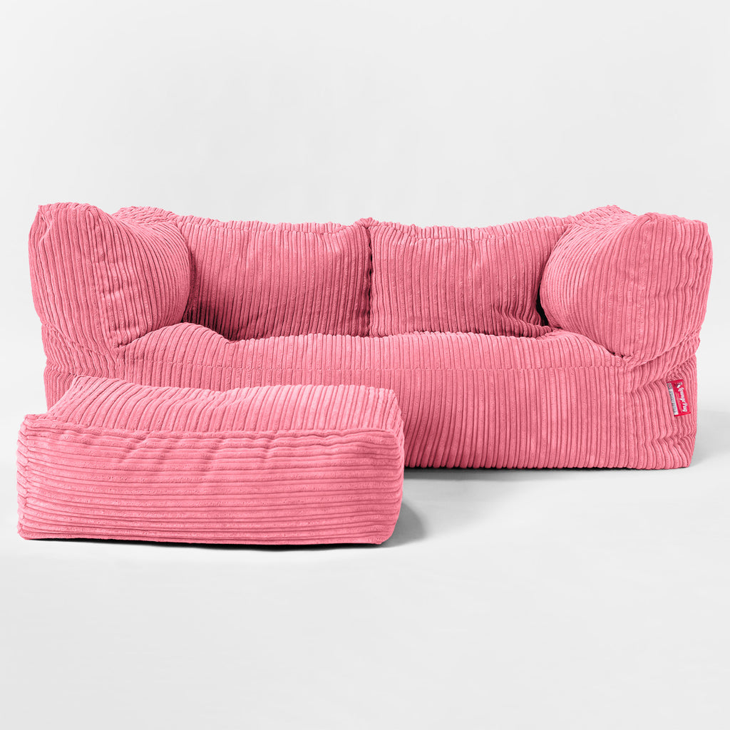 Albert Sækkestol Sofa 2 pers - Klassisk Jernbanefløjl Koral 02