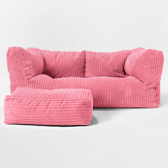 Albert Sækkestol Sofa 2 pers - Klassisk Jernbanefløjl Koral 02
