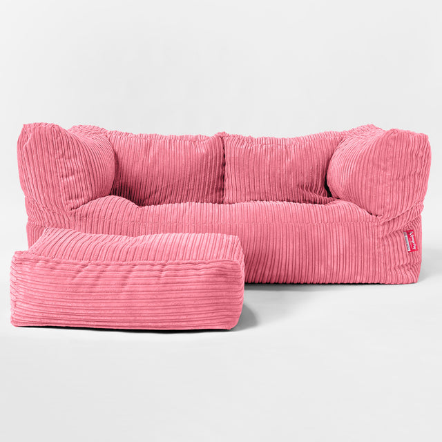Albert Sækkestol Sofa 2 pers - Klassisk Jernbanefløjl Koral 02