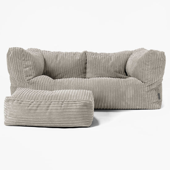 Albert Sækkestol Sofa 2 pers - Klassisk Jernbanefløjl Mink 02