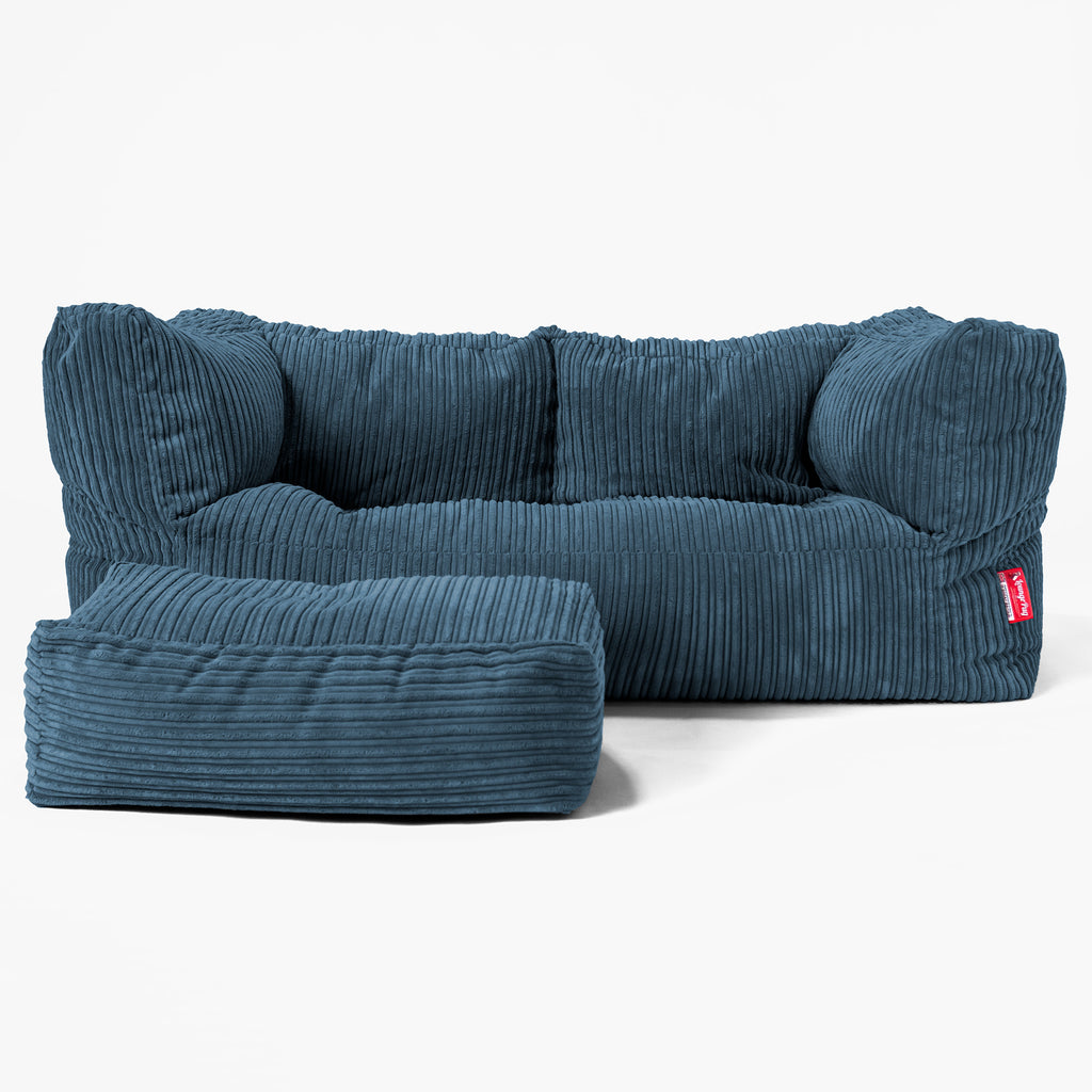 Albert Sækkestol Sofa 2 pers - Klassisk Jernbanefløjl Navy 02