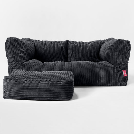 Albert Sækkestol Sofa 2 pers - Klassisk Jernbanefløjl Sort 02