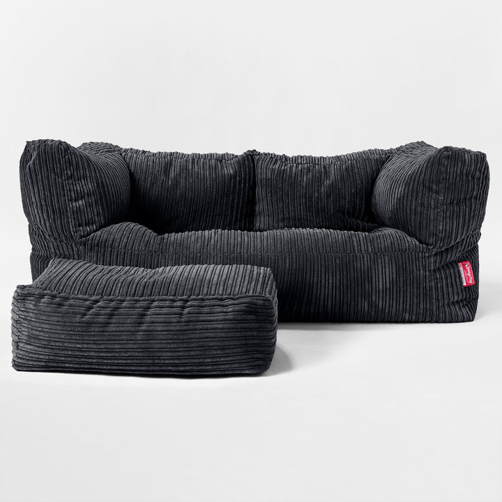 Albert Sækkestol Sofa 2 pers - Klassisk Jernbanefløjl Sort 02