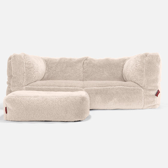 Albert Sækkestol Sofa 2 pers - Korthåret Imiteret Pels Cremefarvet 02