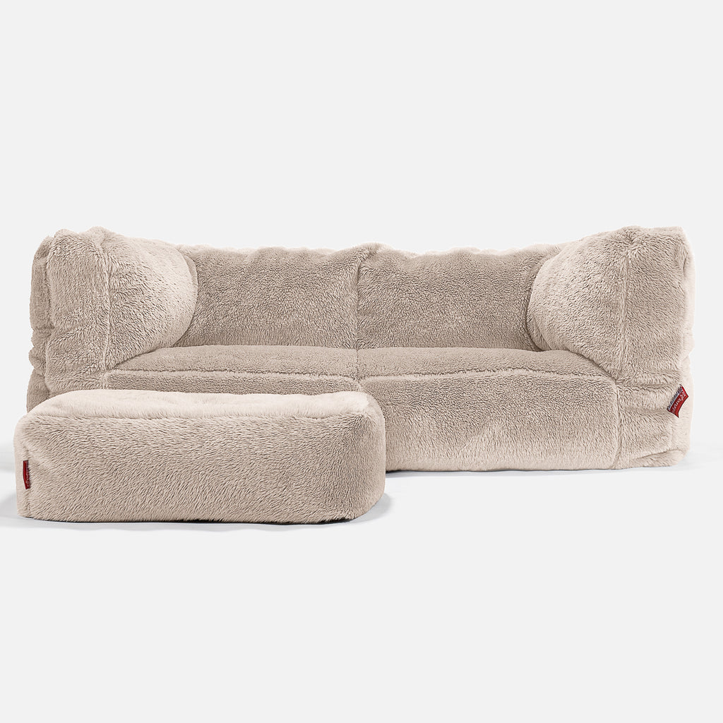 Albert Sækkestol Sofa 2 pers - Korthåret Imiteret Pels Mink 02