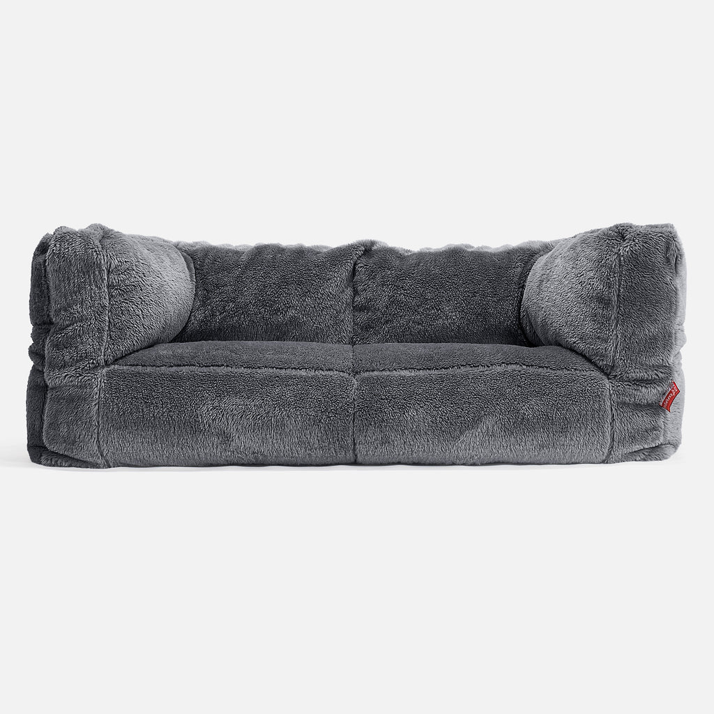 Albert Sækkestol Sofa 2 pers - Korthåret Imiteret Pels Mørkegrå 01