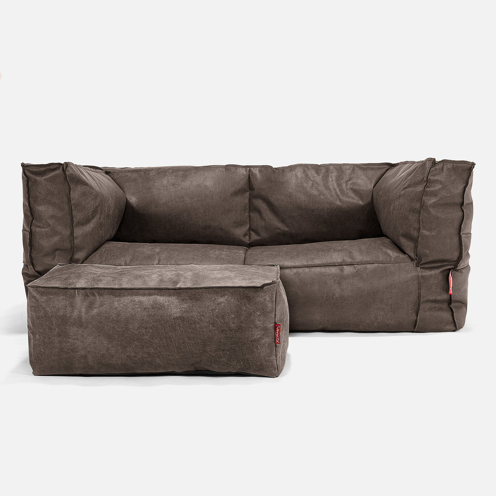 Albert Sækkestol Sofa 2 pers - Nødstedte Læder Skifergrå 02