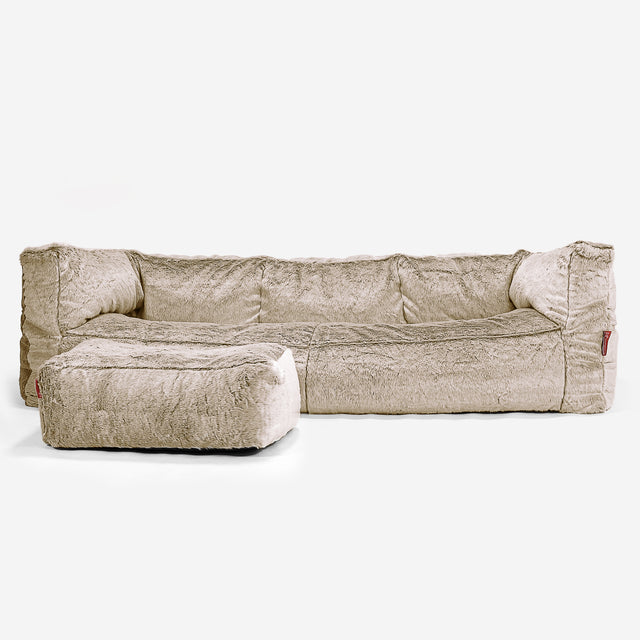 Albert Sækkestol Sofa 3 pers - Imiteret Kaninpels Gyldenbrun 02