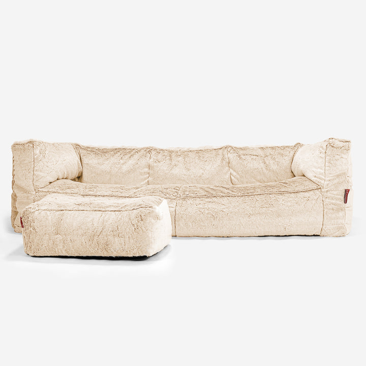 Albert Sækkestol Sofa 3 pers - Imiteret Kaninpels Hvid 02