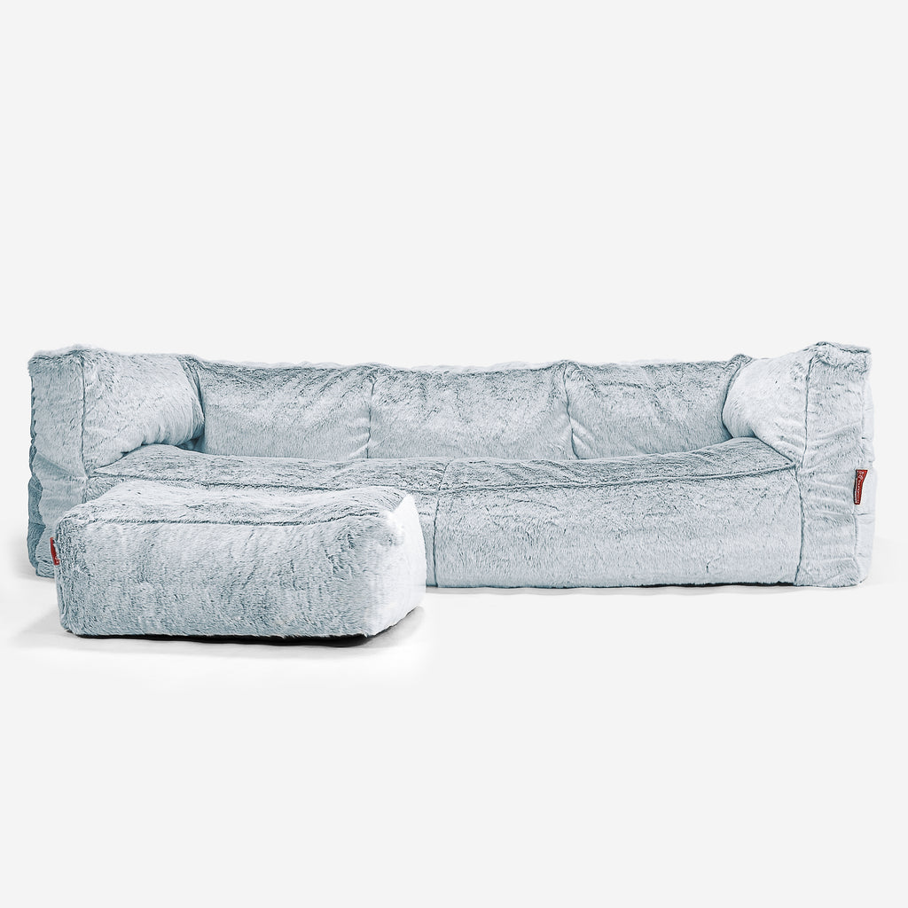 Albert Sækkestol Sofa 3 pers - Imiteret Kaninpels Støvet Blå 02