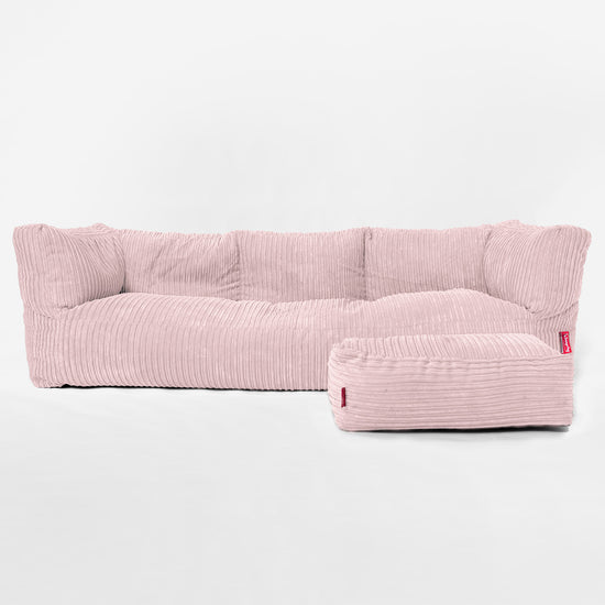 Albert Sækkestol Sofa 3 pers - Klassisk Jernbanefløjl Blush Lyserød 02