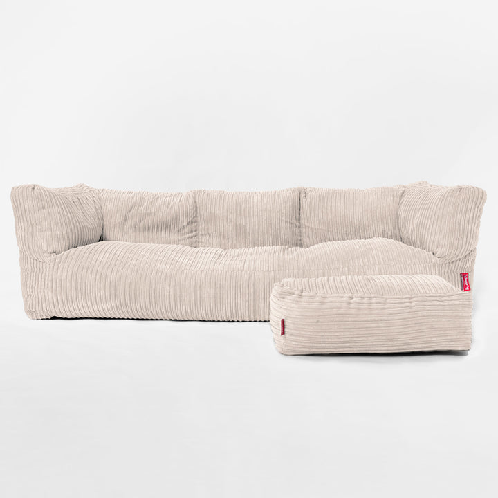 Albert Sækkestol Sofa 3 pers - Klassisk Jernbanefløjl Elfenben 02