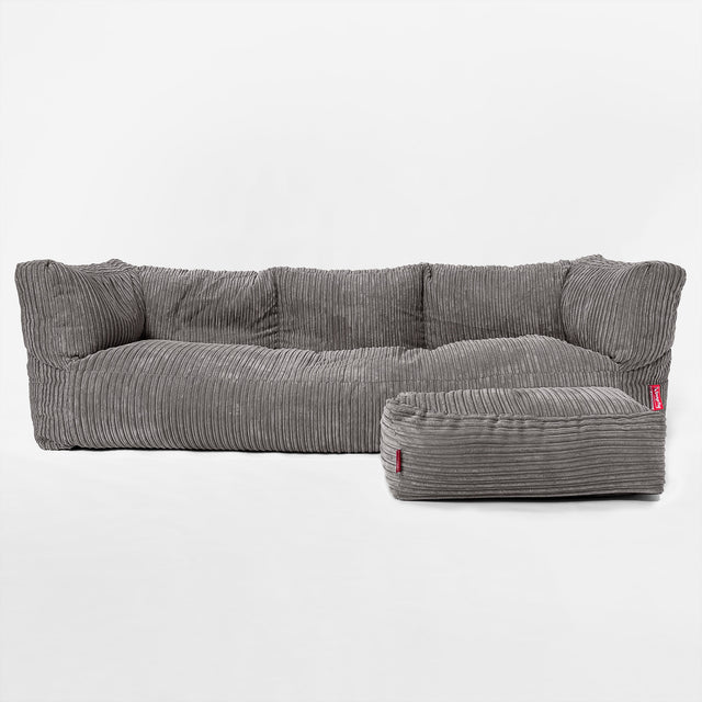 Albert Sækkestol Sofa 3 pers - Klassisk Jernbanefløjl Grafit Grå 02