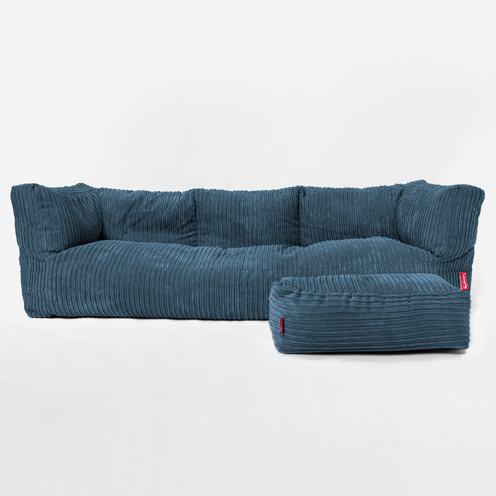 Albert Sækkestol Sofa 3 pers - Klassisk Jernbanefløjl Navy 02