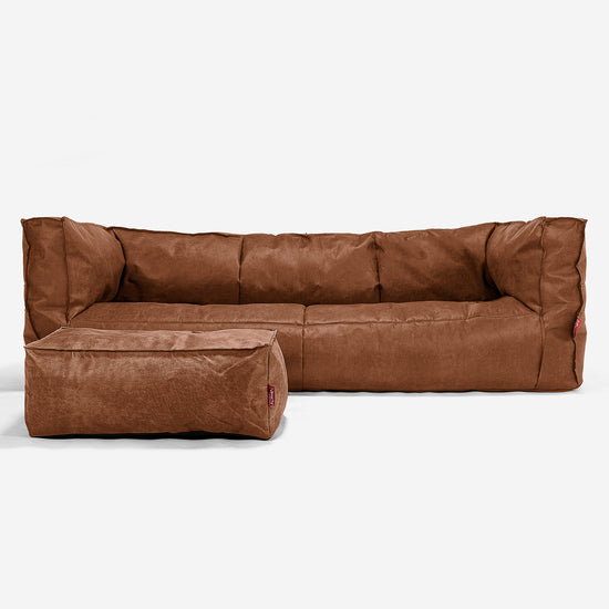 Albert Sækkestol Sofa 3 pers - Nødstedte Læder Karamel 02