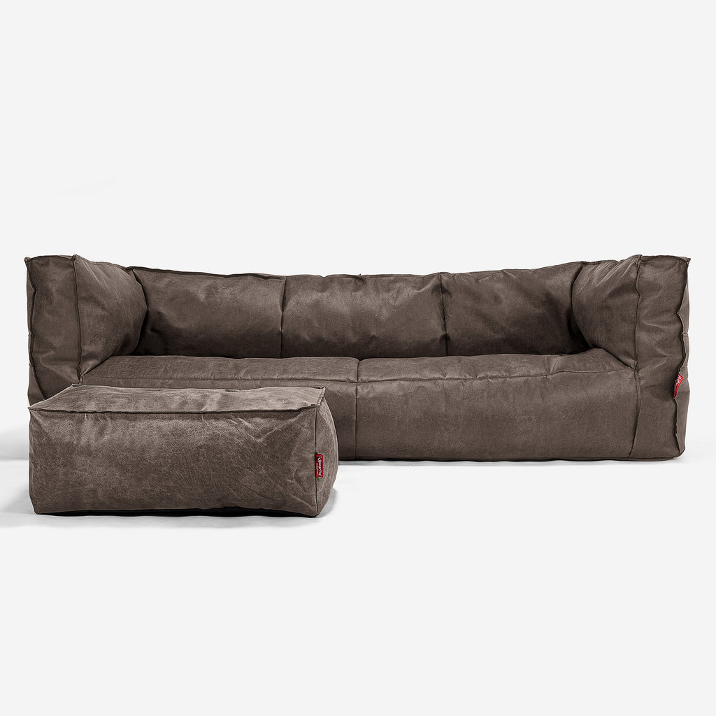 Albert Sækkestol Sofa 3 pers - Nødstedte Læder Skifergrå 02