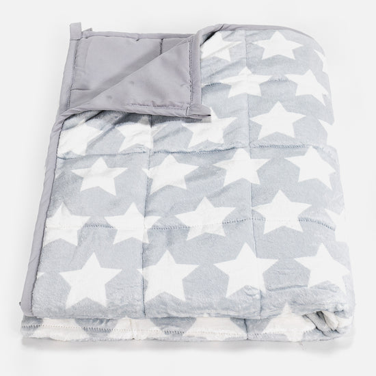 Vægtet Tæppe til Børn - Flannel fleece Stjerner Grå 01