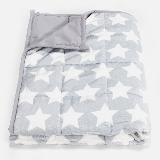 Vægtet Tæppe til Børn - Flannel fleece Stjerner Grå 01