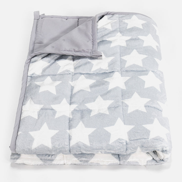 Vægtet Tæppe til Børn - Flannel fleece Stjerner Grå 01