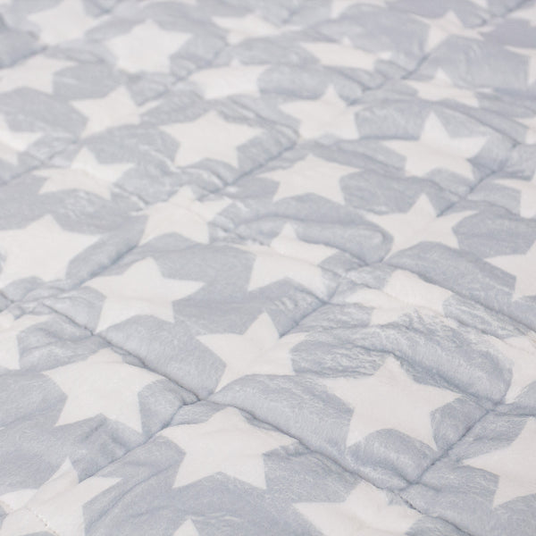 Vægtet Tæppe til Børn - Flannel fleece Stjerner Grå Fabric Close-up Image
