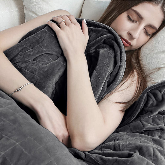 Vægtet Tæppe til Voksne - Flannel fleece Grå 05