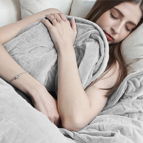 Vægtet Tæppe til Voksne - Flannel fleece Lysegrå 05
