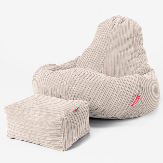 Ultra Lux-gaming-sækkestol - Klassisk Jernbanefløjl Elfenben 02