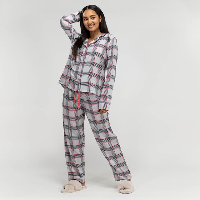 Pyjamas til Damer - Skakternet Lyserød 01