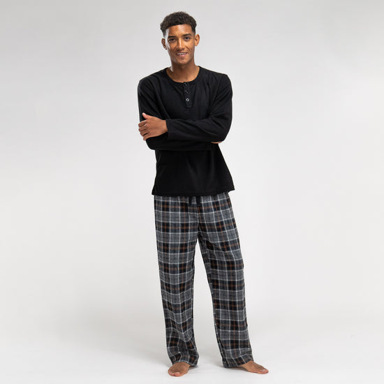 Pyjamas til Herrer - Skakternet Sort 02