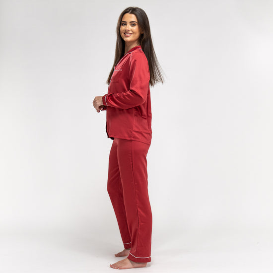 Satin Pyjamasbukser til Damer - Rød 02