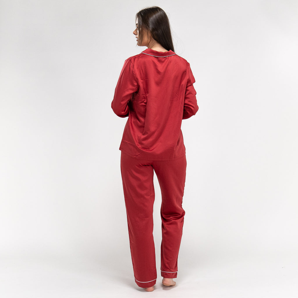Satin Pyjamasbukser til Damer - Rød 05